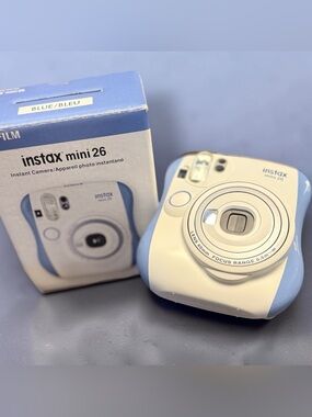 Instax Mini 26 NIB Instant Camera — Blue- Includes Battery and Cable